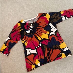 Chico’s Floral Multicolor 3/4 Sleeve Top